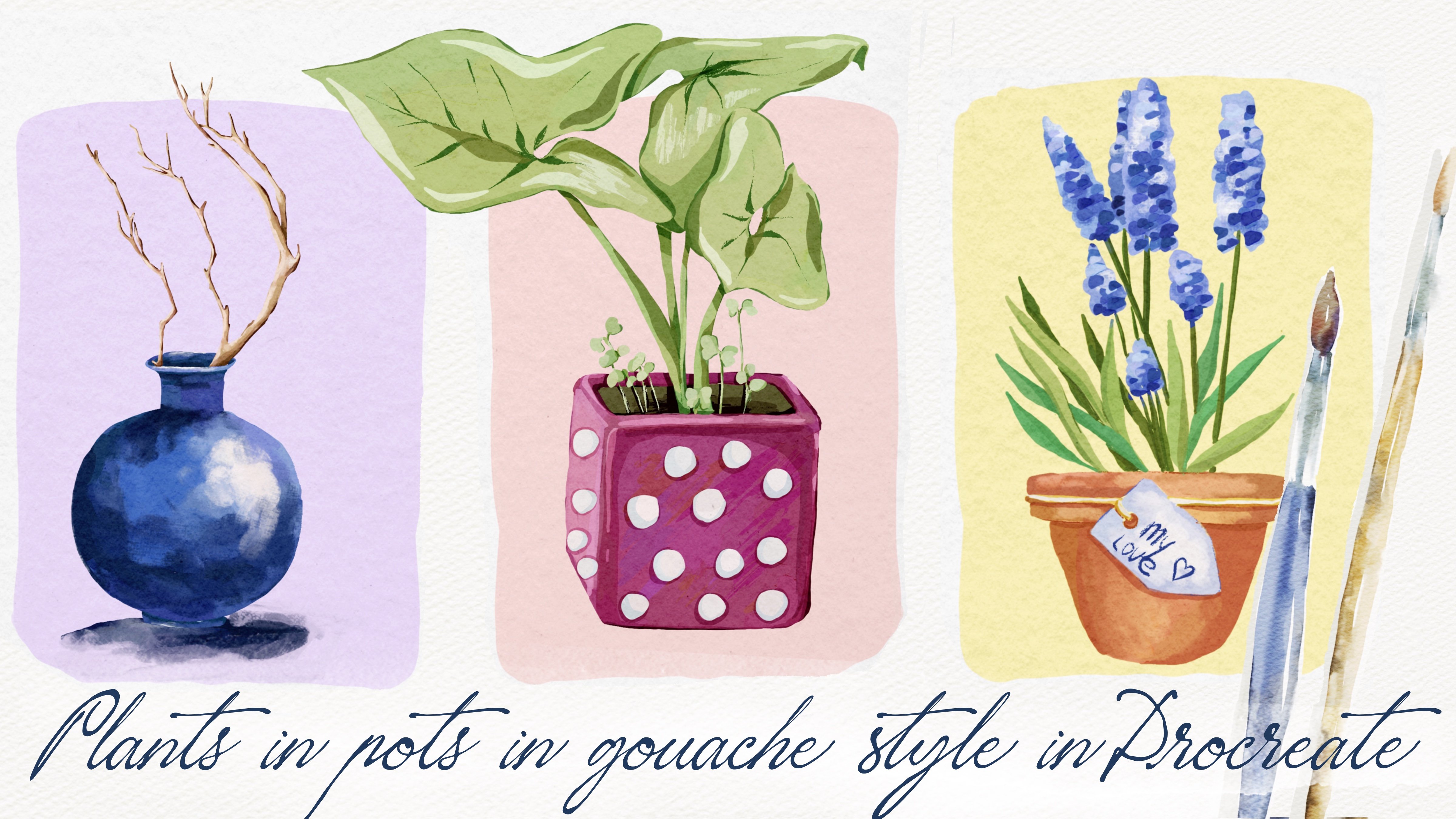 Learn to Paint House Plants with Acrylic Gouache