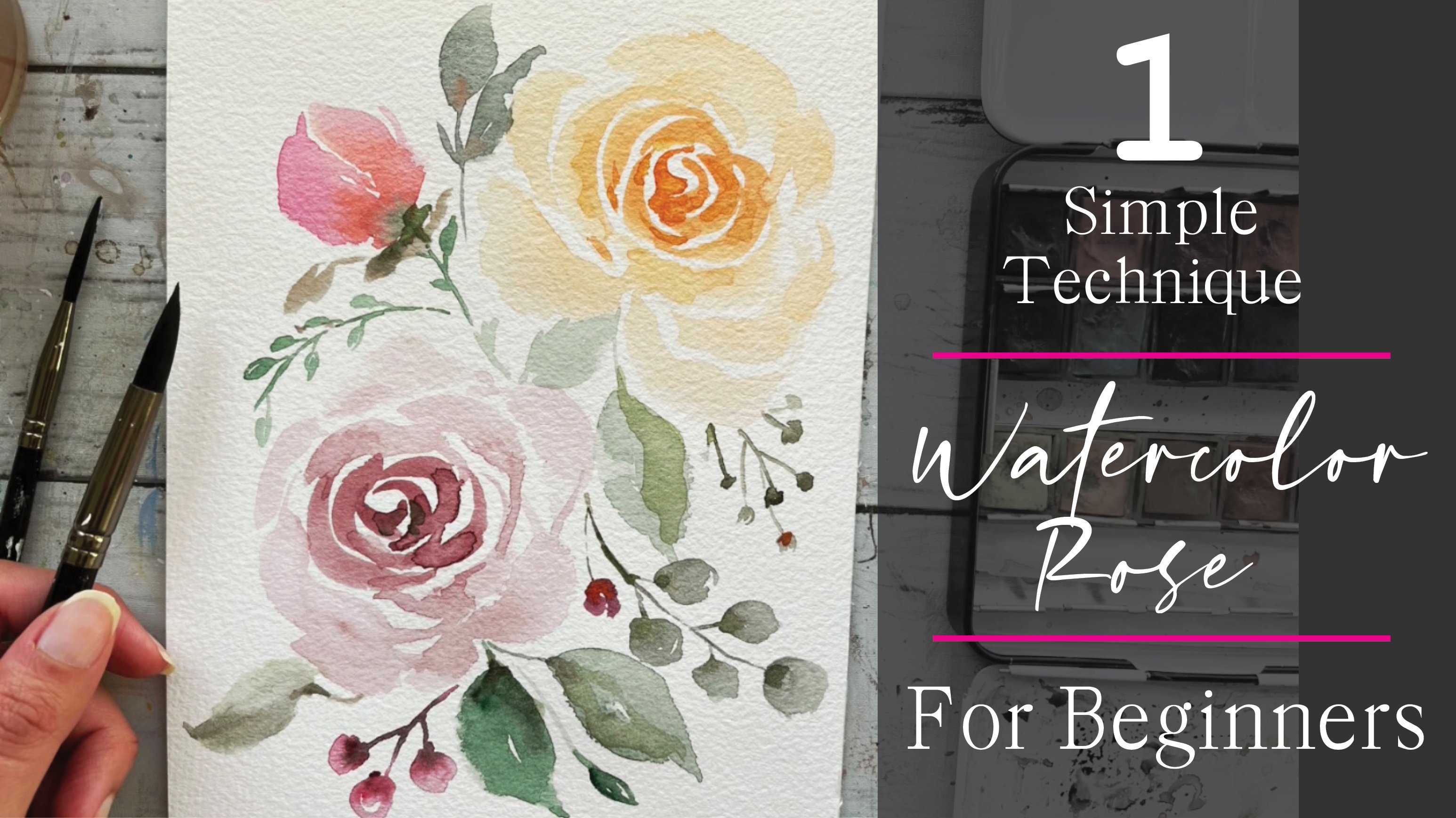 How to paint a Yellow Red Rose with Watercolors! Beginner friendly