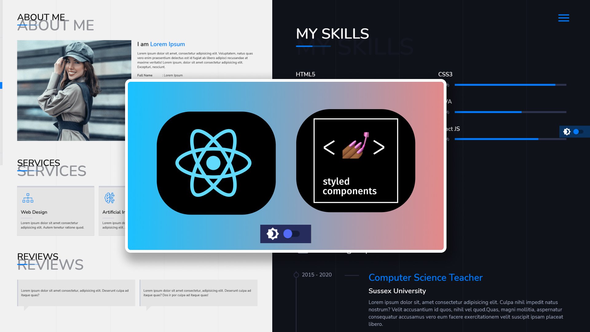Проект на react в портфолио