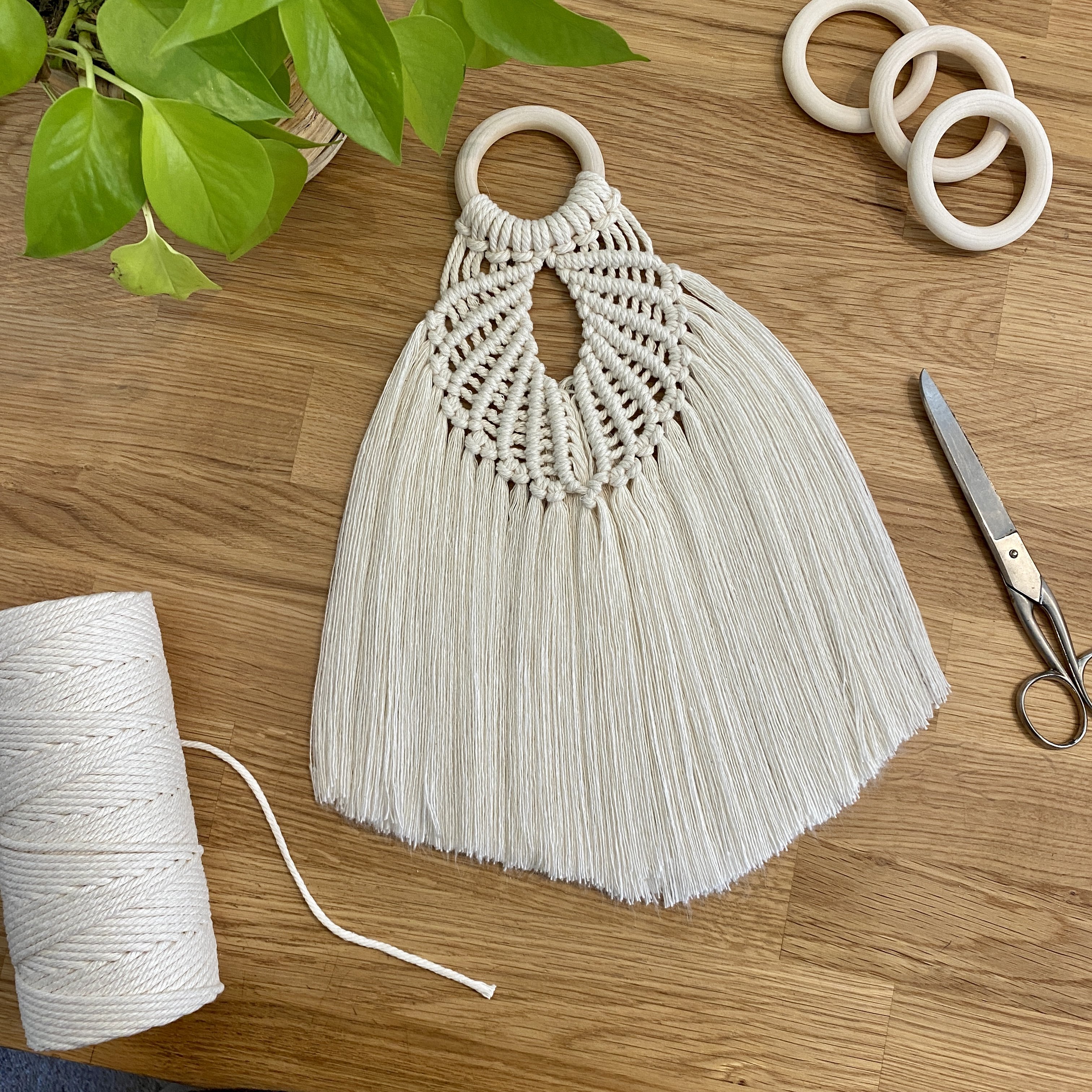 Macrame wooden rings tassel hanging TUTORIAL