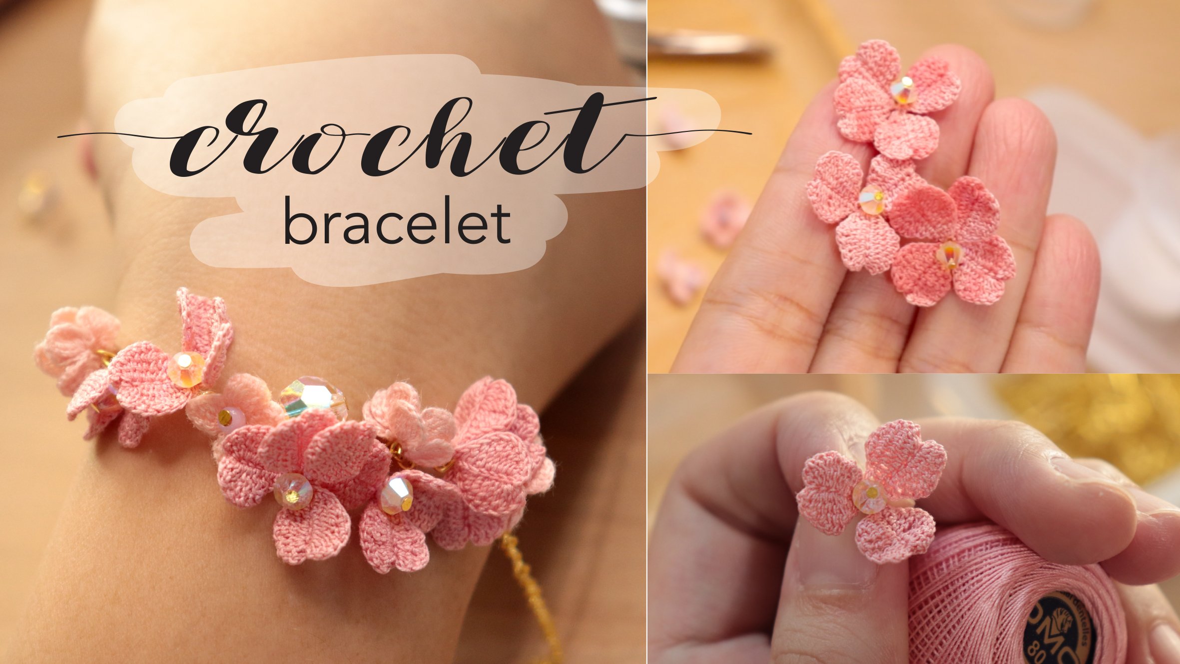 Crochet Flower Bracelet 