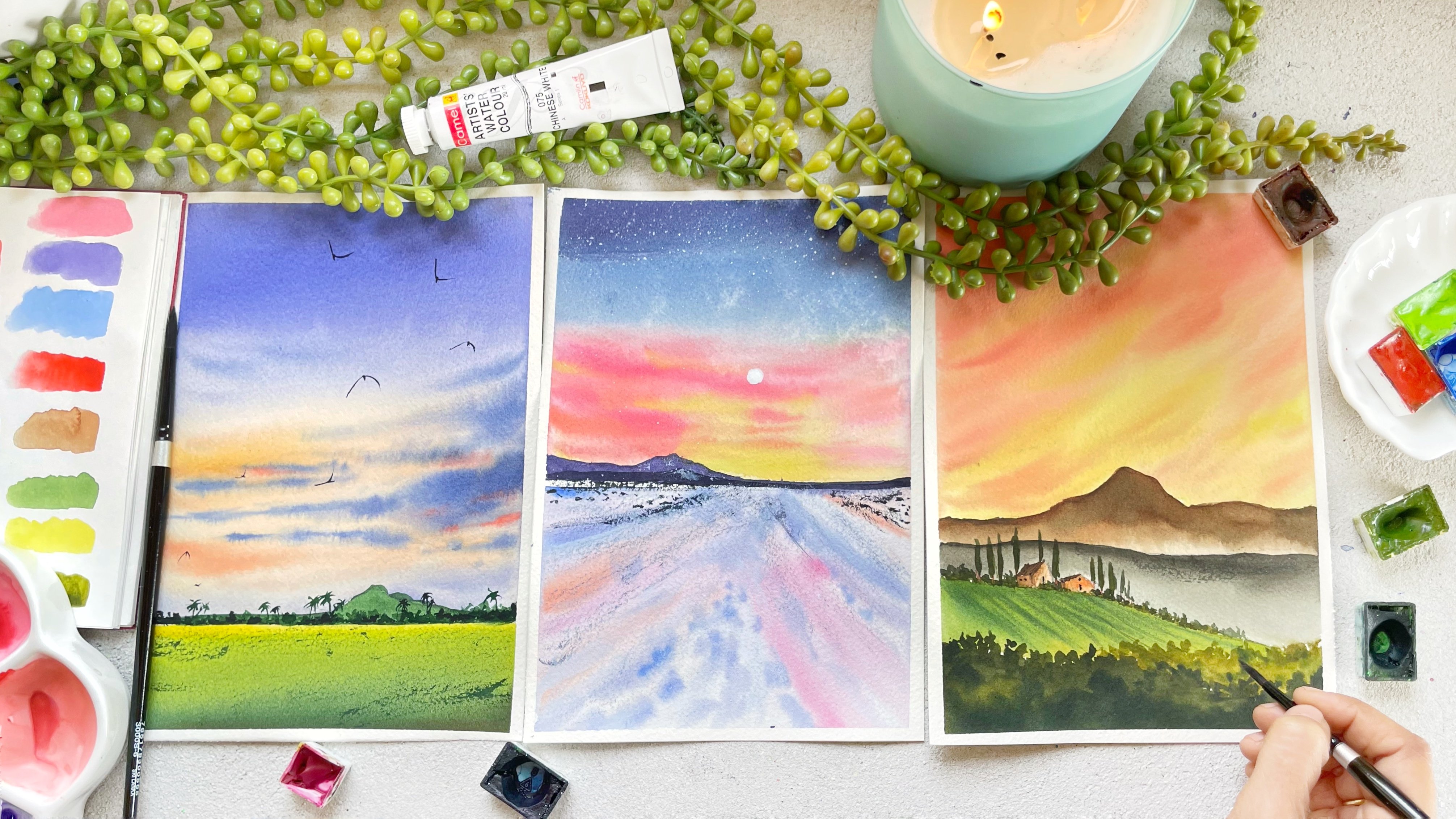 Relaxing Watercolor Sky Painting- Simple Expressive Pastel Sky