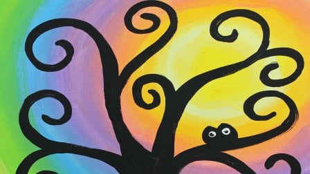 Pintura acrílica para niños y principiantes: Aprende a pintar un árbol de  remolinos del arco iris, Em Winn