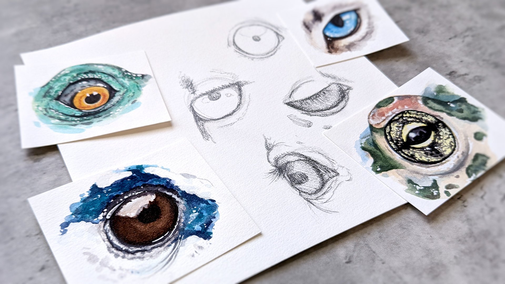 How to Draw & Paint Animal Eyes in Watercolor | Denise Soden