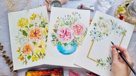 Pintar flores em aquarela soltas - se expresse livremente