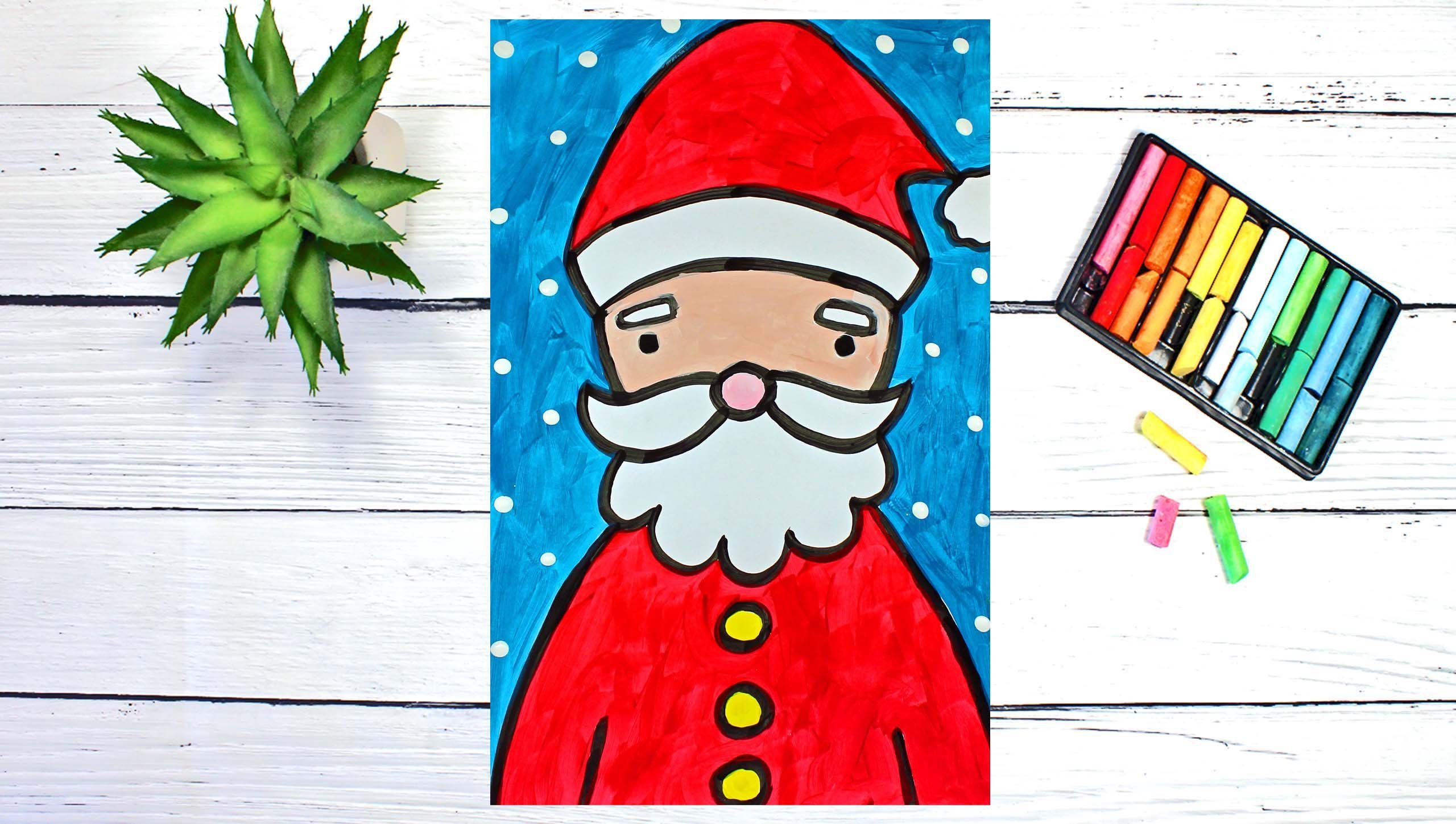 Santa Pre Drawn Canvas Kids Painting Kit Santa Clause & 