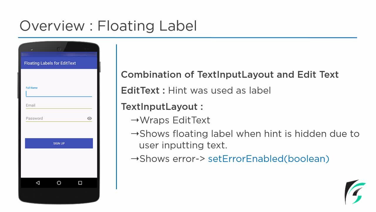 Android Material Design Support Library FloatingLabelText