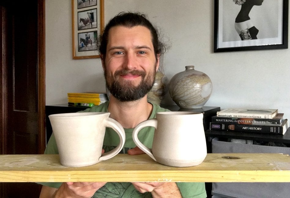 Throne Pottery - My awesome husband built this mug display for all of the  mugs and cups in our collection. Before I load it up with other people's  work I had to