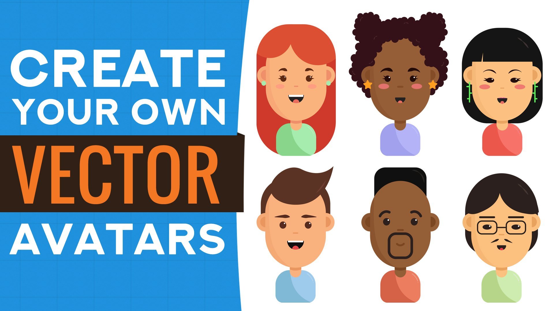 Avatar Icon Creator Pack: Build your Own Vector Character in Illustrator