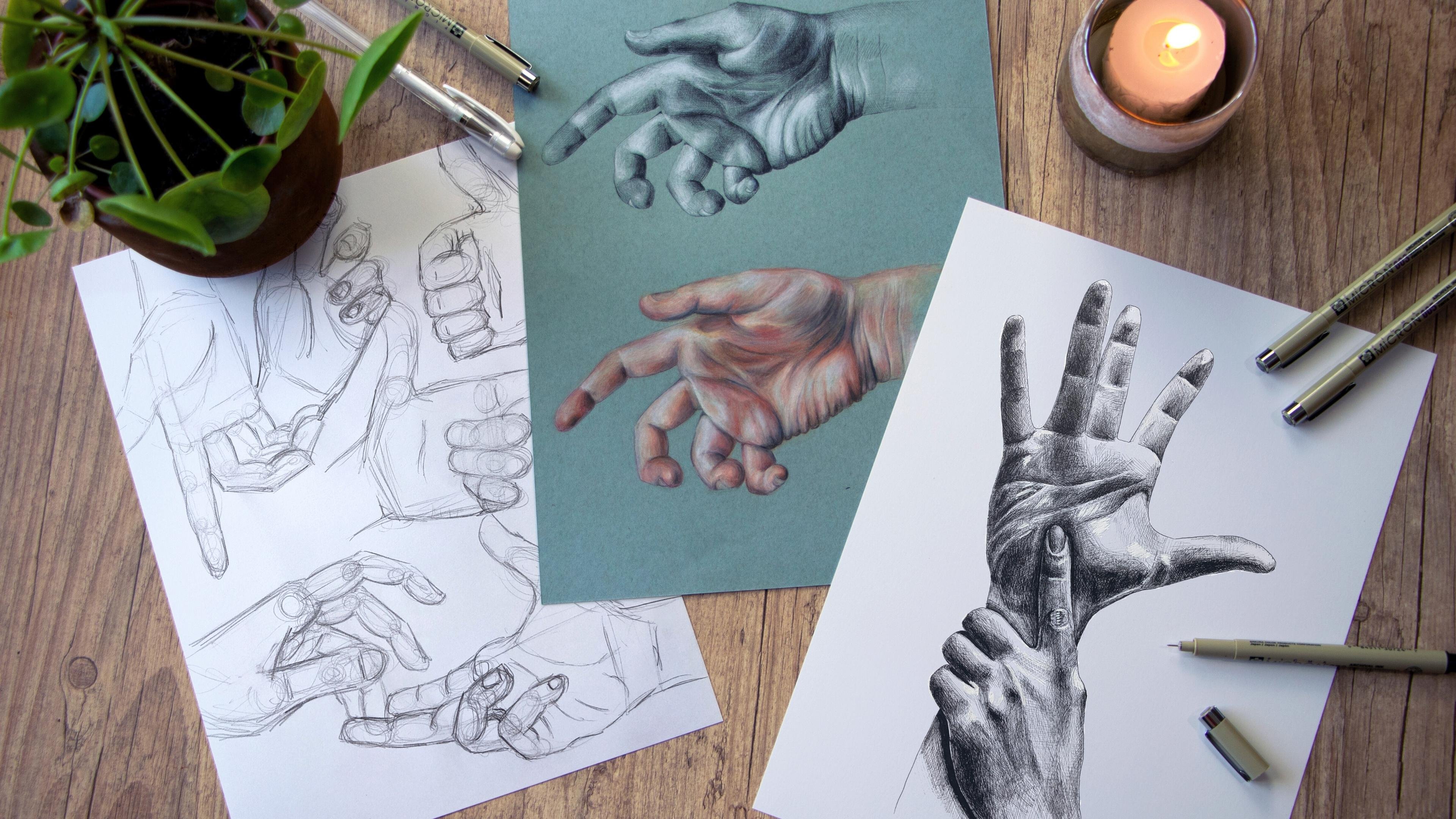 pencil drawings of hands