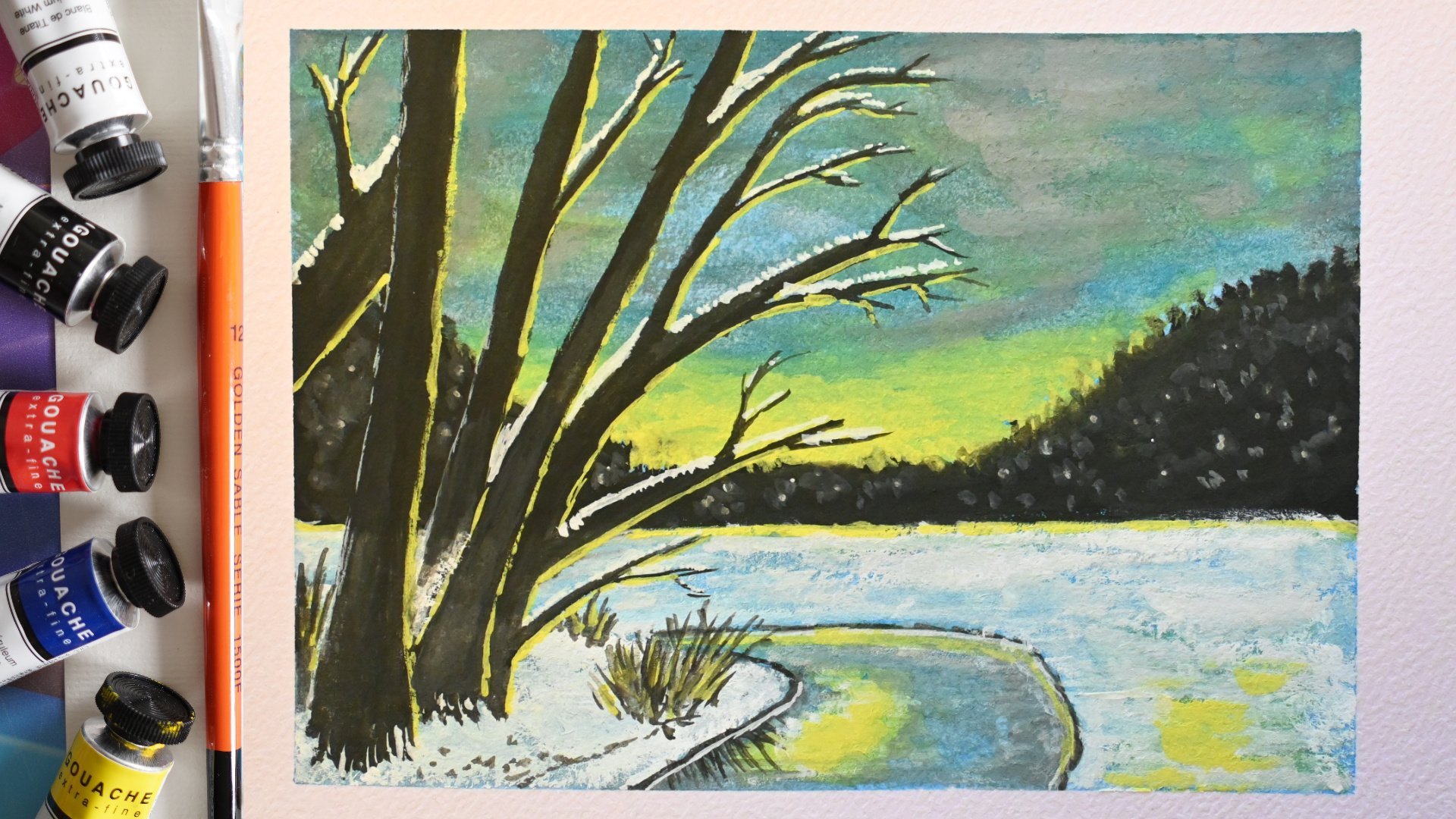 Painting Gouache Postcards - Winter Impressionism