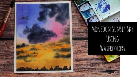 Monsoon Sunset Sky-Using Watercolors