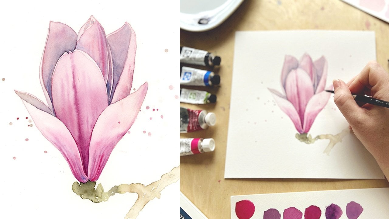 watercolor paintings of flowers technique