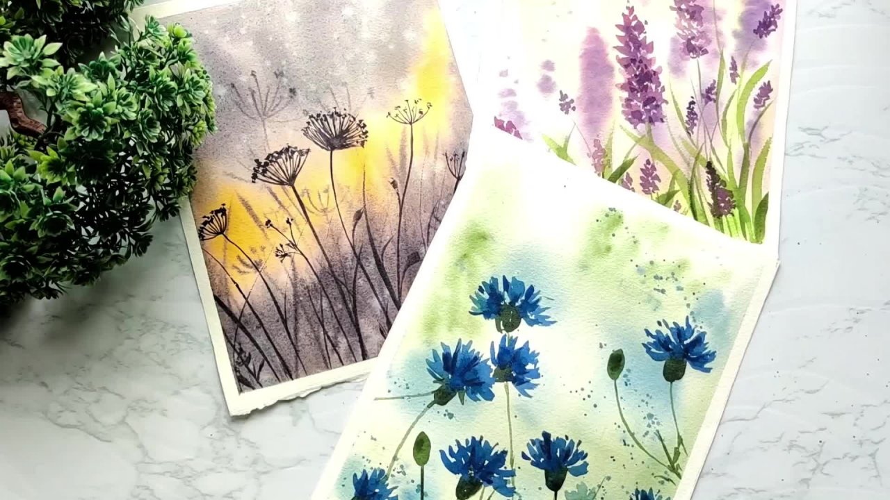 EASY watercolor Autumn Postcards 