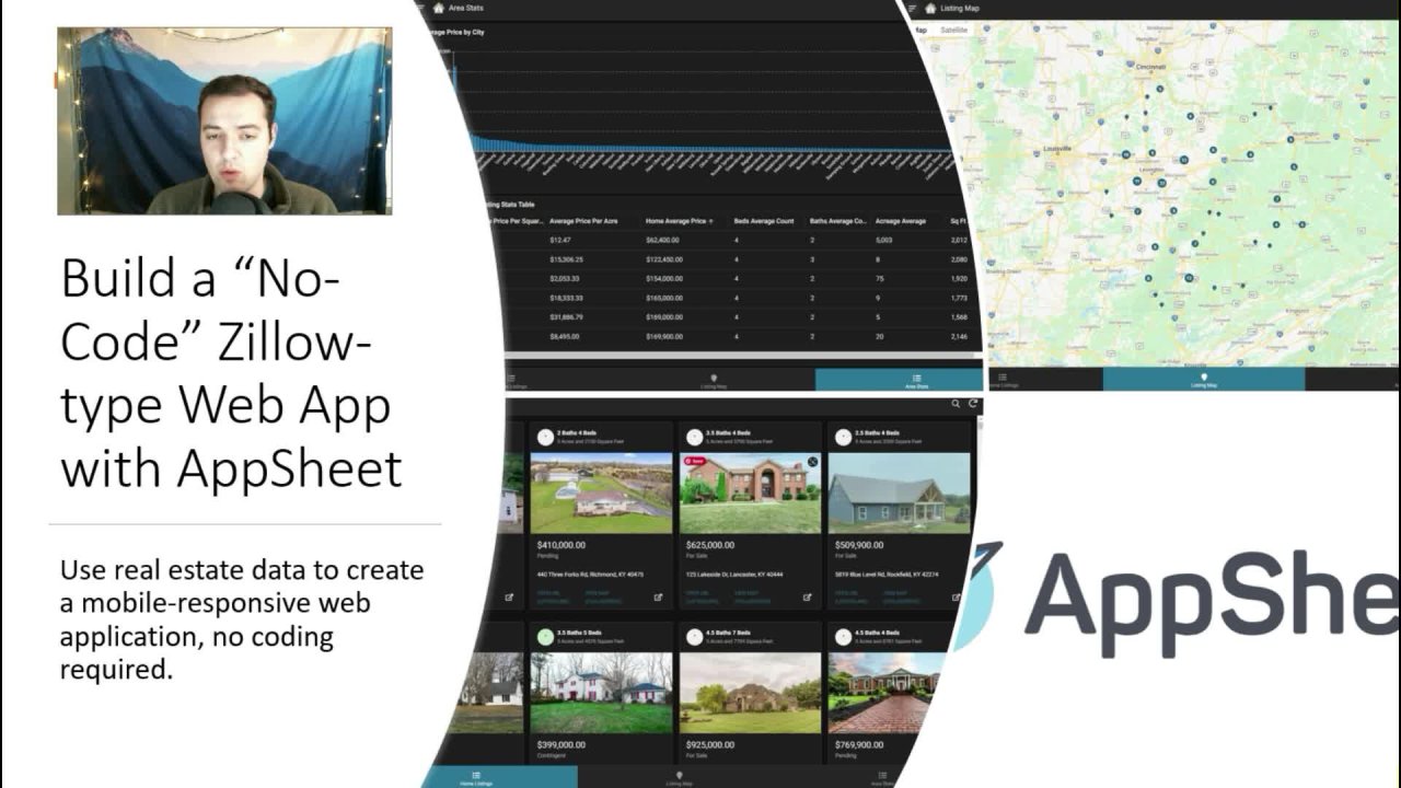 Build a "NoCode" Zillow type  App with AppSheet + Google Sheets