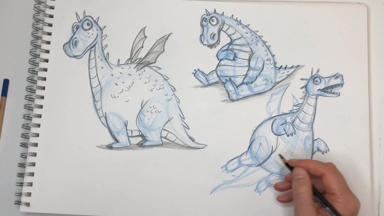 Como desenhar um dinossauro kawaii - Curso de Desenho - Eu que Desenhei