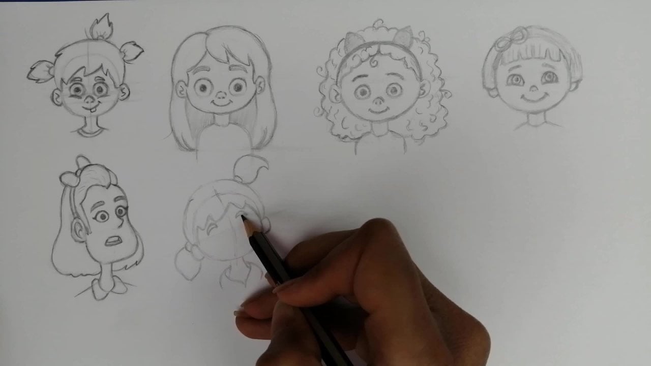 Como desenhar rosto: desenho de personagens para crianças (guias  fundamentais) | Amelie Braun | Skillshare, image size:1280x720