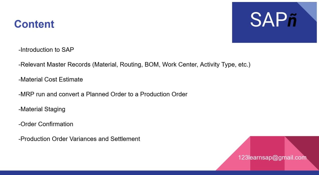 SAP PP Production Planning processes and connection to SAP FICO | SAP  EnTuIdioma | Skillshare