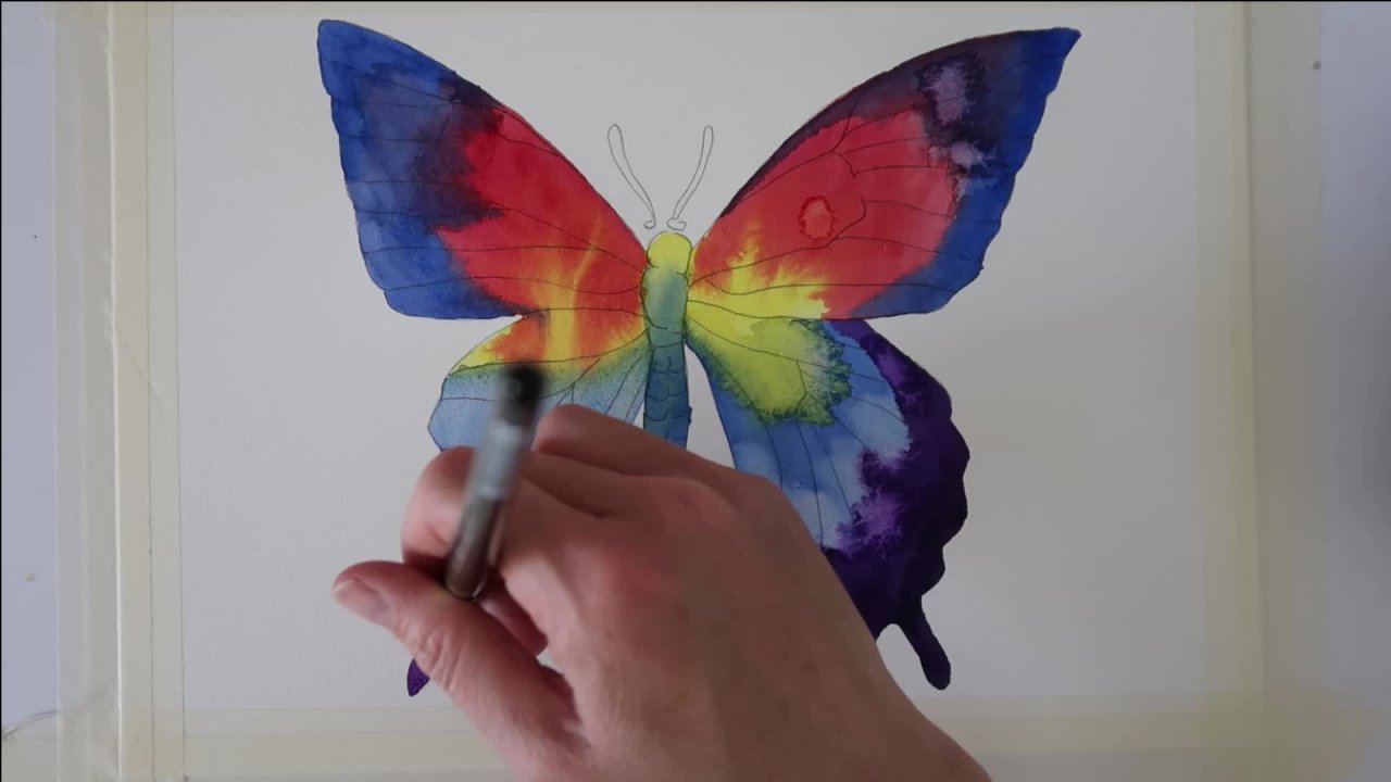 Como pintar uma borboleta 3 maneiras : um tutorial de aquarela fácil para  iniciantes | Lindsey Dawn Art | Skillshare, image size:1280x720