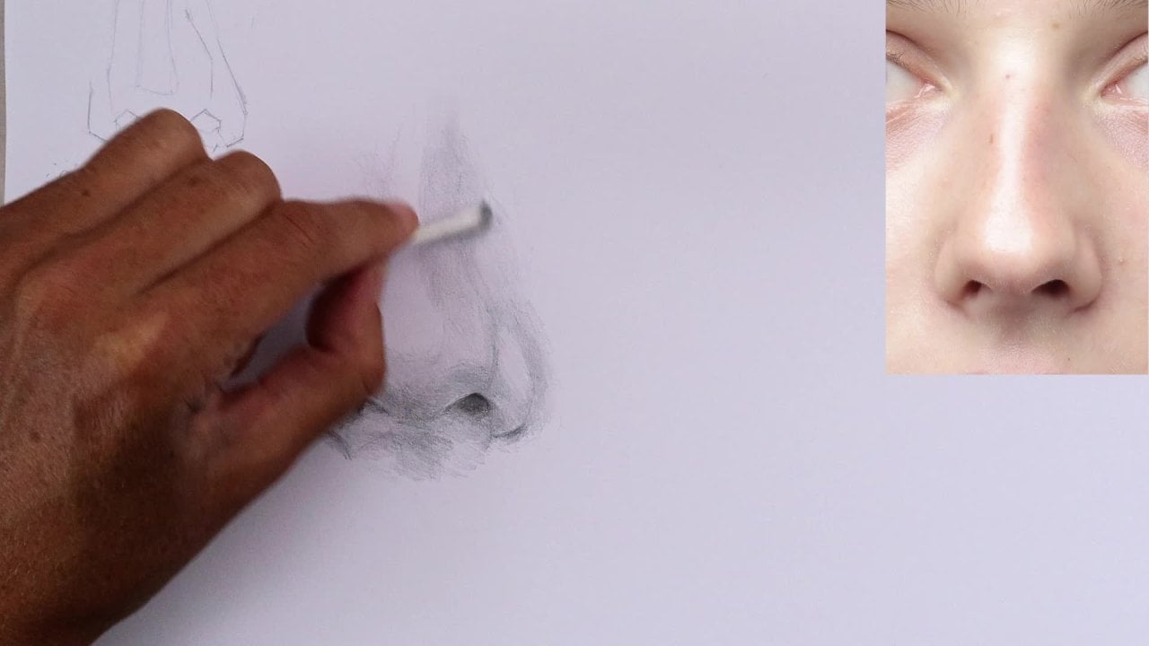 Comment dessiner un nez réaliste - étape par étape ! | Emily Armstrong |  Skillshare, image size:1280x720