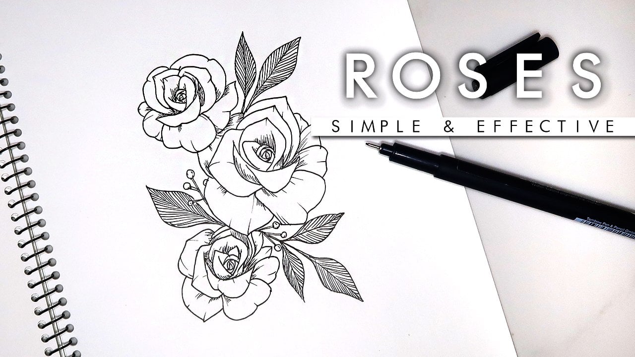 simple rose designs drawings