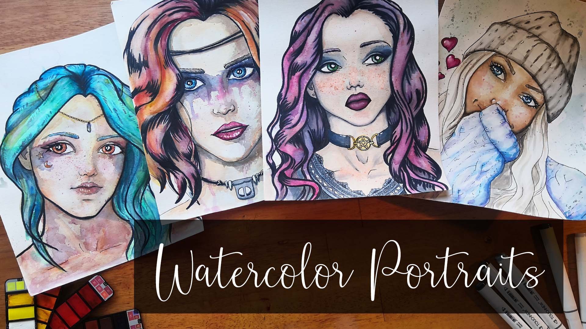 Cartoon Watercolor Portraits: Female Character Creation - Sketch, Line Art Inking, Copic Shading | Fmb Artist | Skillshare