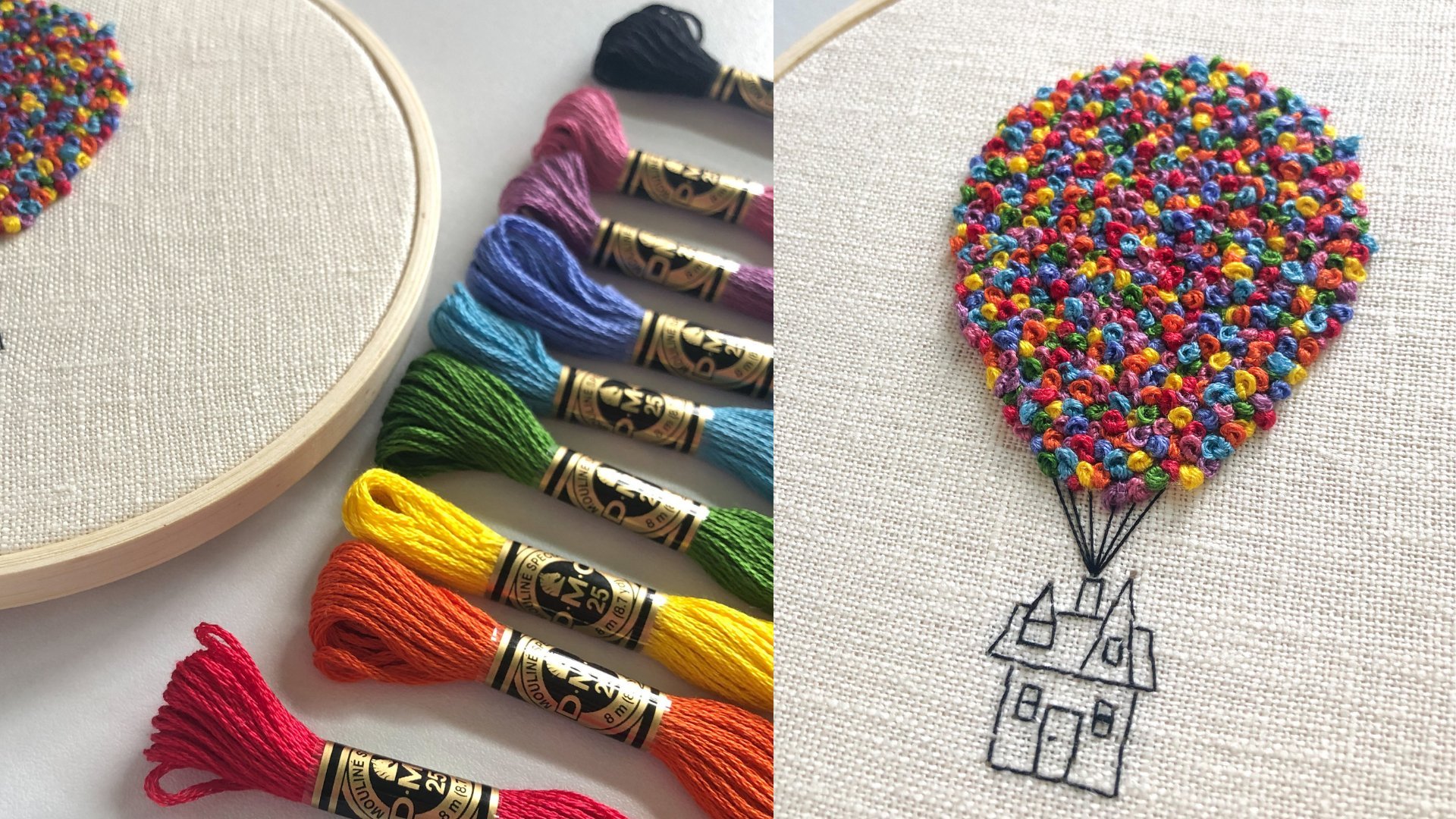 Up House Balloon Embroidered Hoop 4 inch