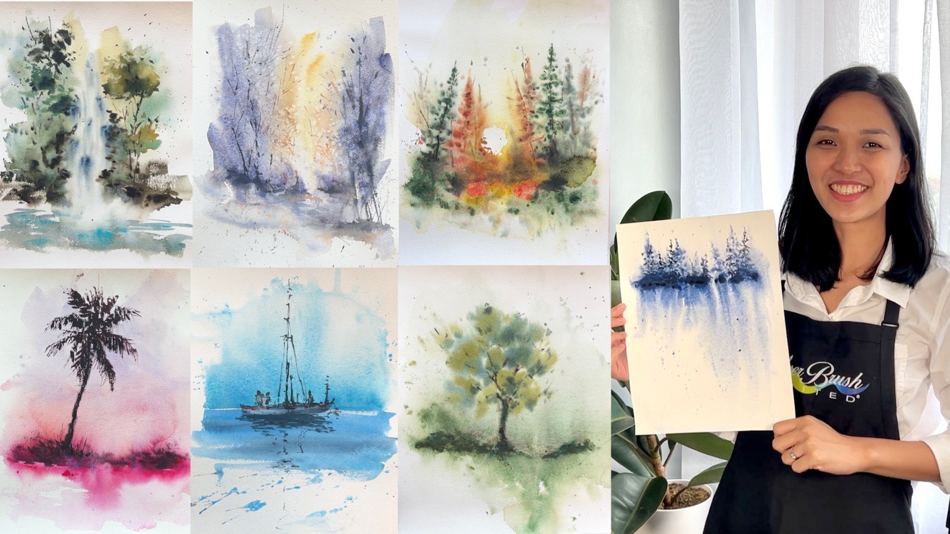 Watercolor Landscapes in Sketchbook, Bianca Rayala