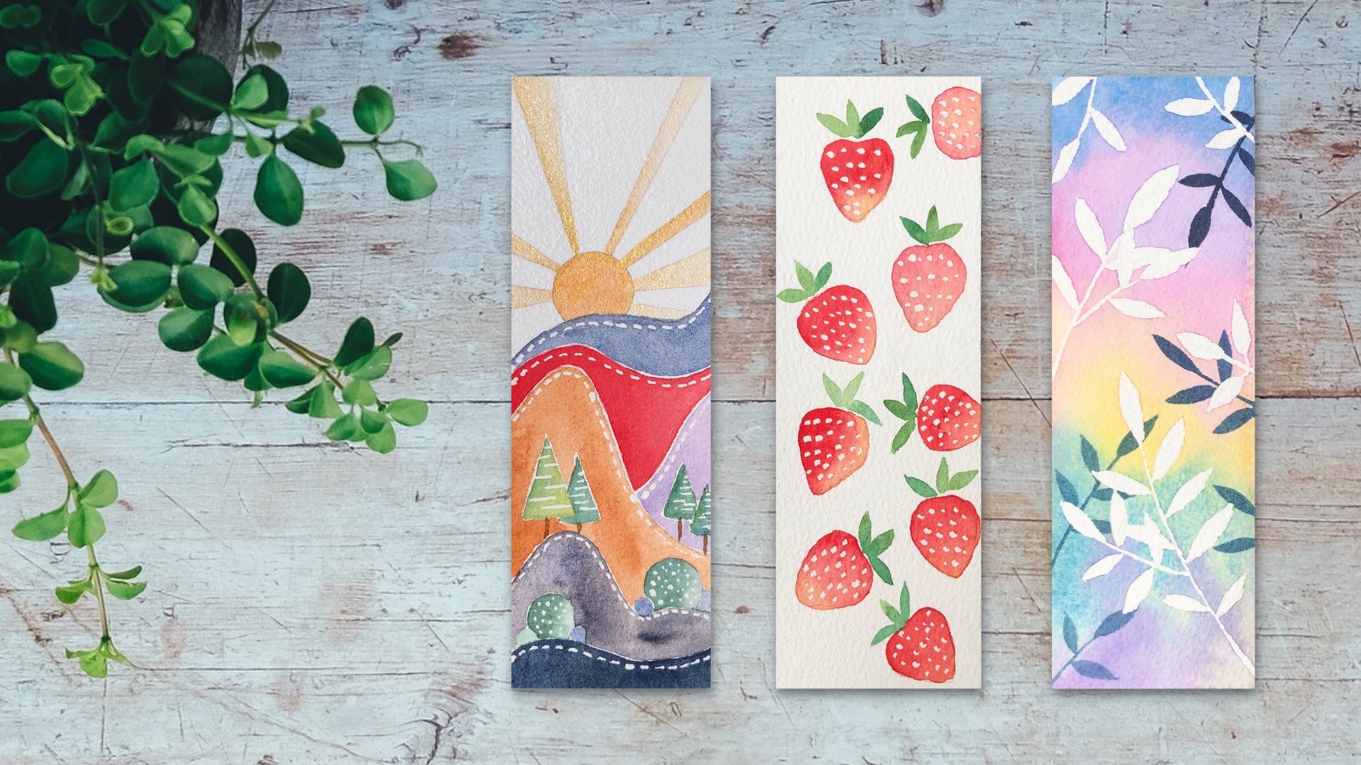 Painting Simple Bookmarks in Watercolor, Master Masking Fluid Technique, ⭐ Trang Chibi