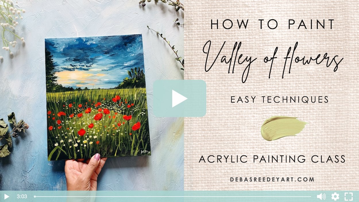 Easy Black and White Floral Acrylic Painting Tutorial for Beginners LIVE 