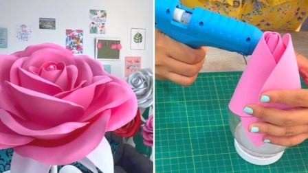 Lámpara de flores de espuma gigante: molde, forma y combina una decoración única