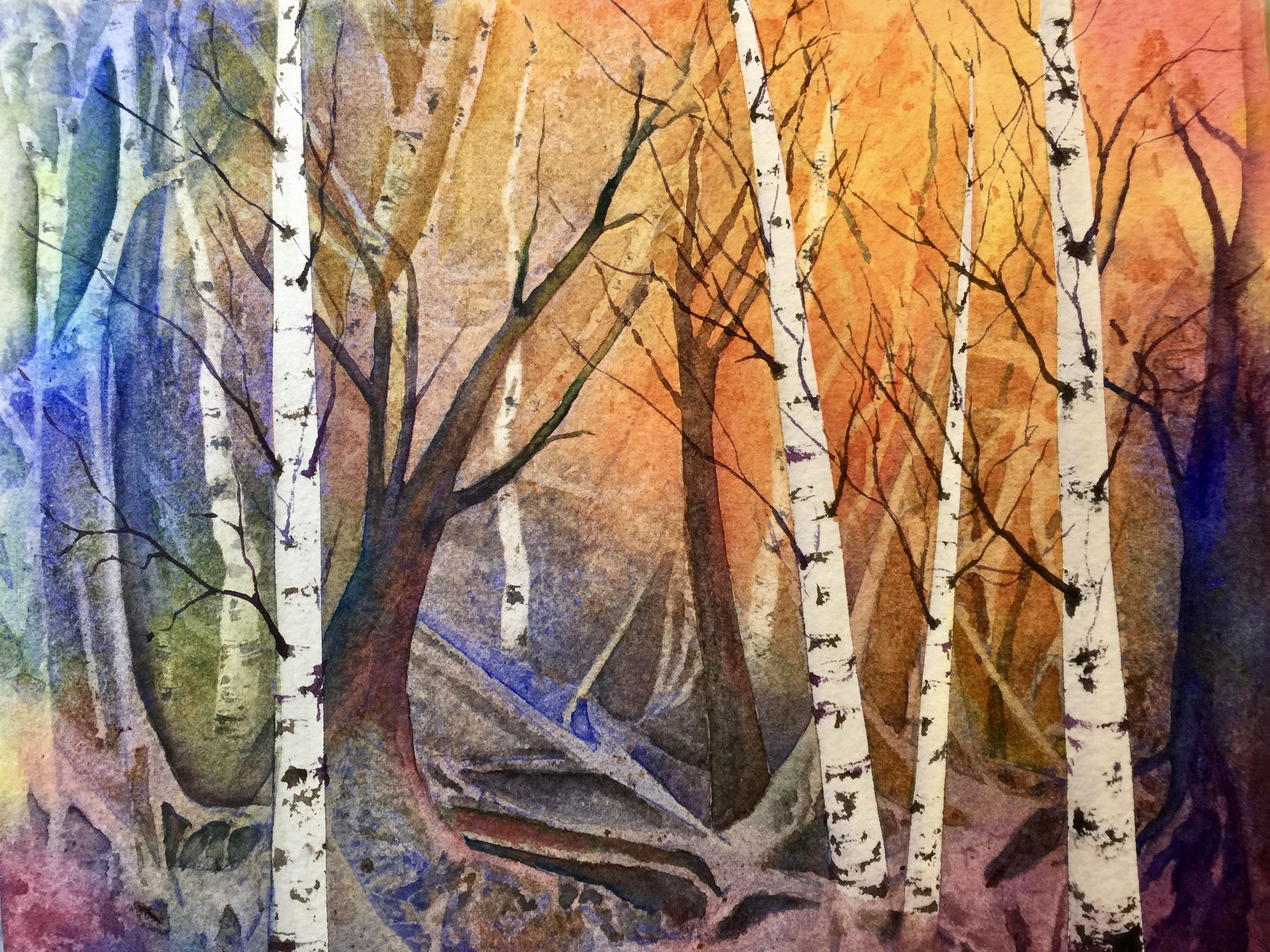 Masking Tape Birches: (Winter, Step-by-Step!)