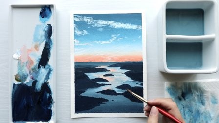 Painting a Landscape in Gouache - Step by Step