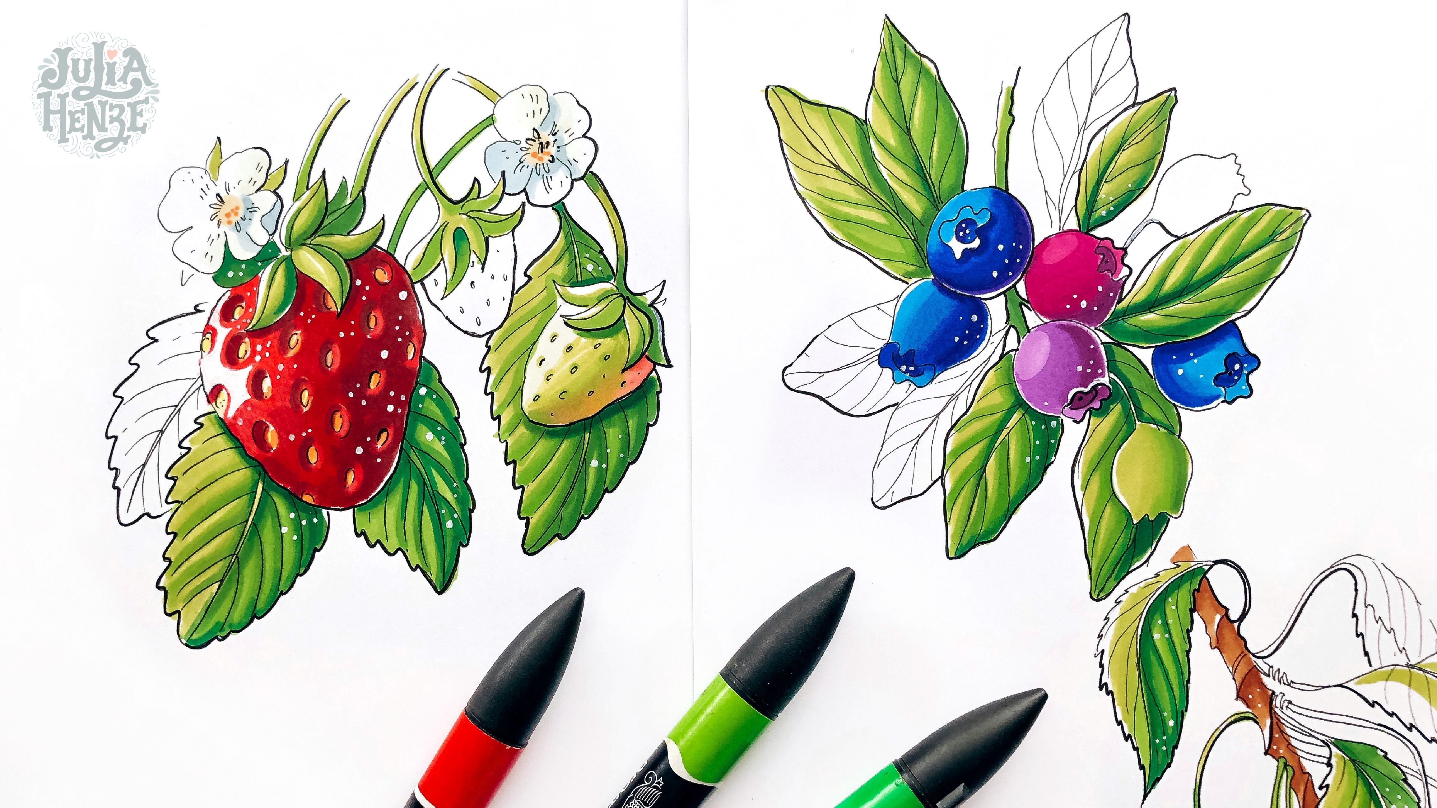 Drawing with Markers: Create Fun, Simple, Fruity Characters