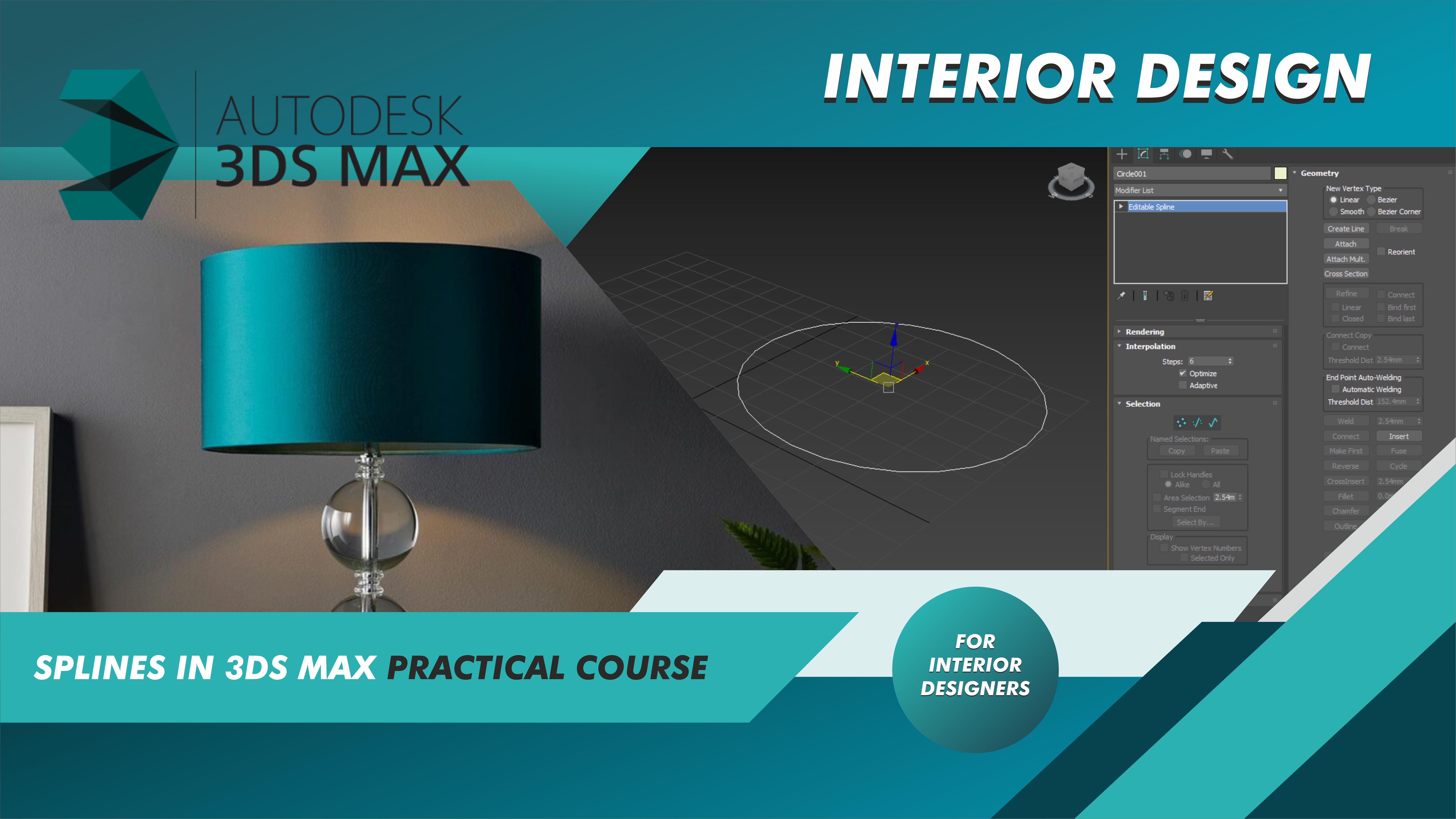 Splines basics in 3ds max and interior design practical course for