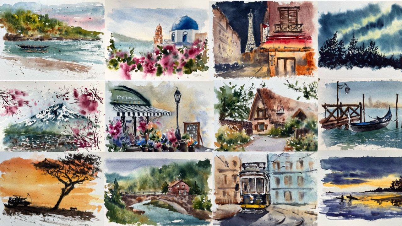 Viagem em aquarela: crie um hábito de pintura de paisagem em 14 dias, Bianca Rayala