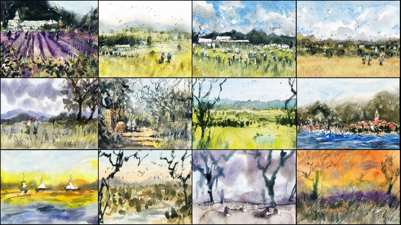 Watercolor landscape tutorial for beginners with video - My Art Aspirations