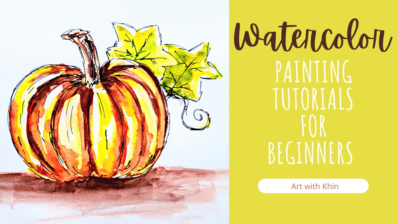 Watercolor for Beginners: Learn to Draw and Paint Autumn Halloween Pumpkin  in Watercolor, Khin