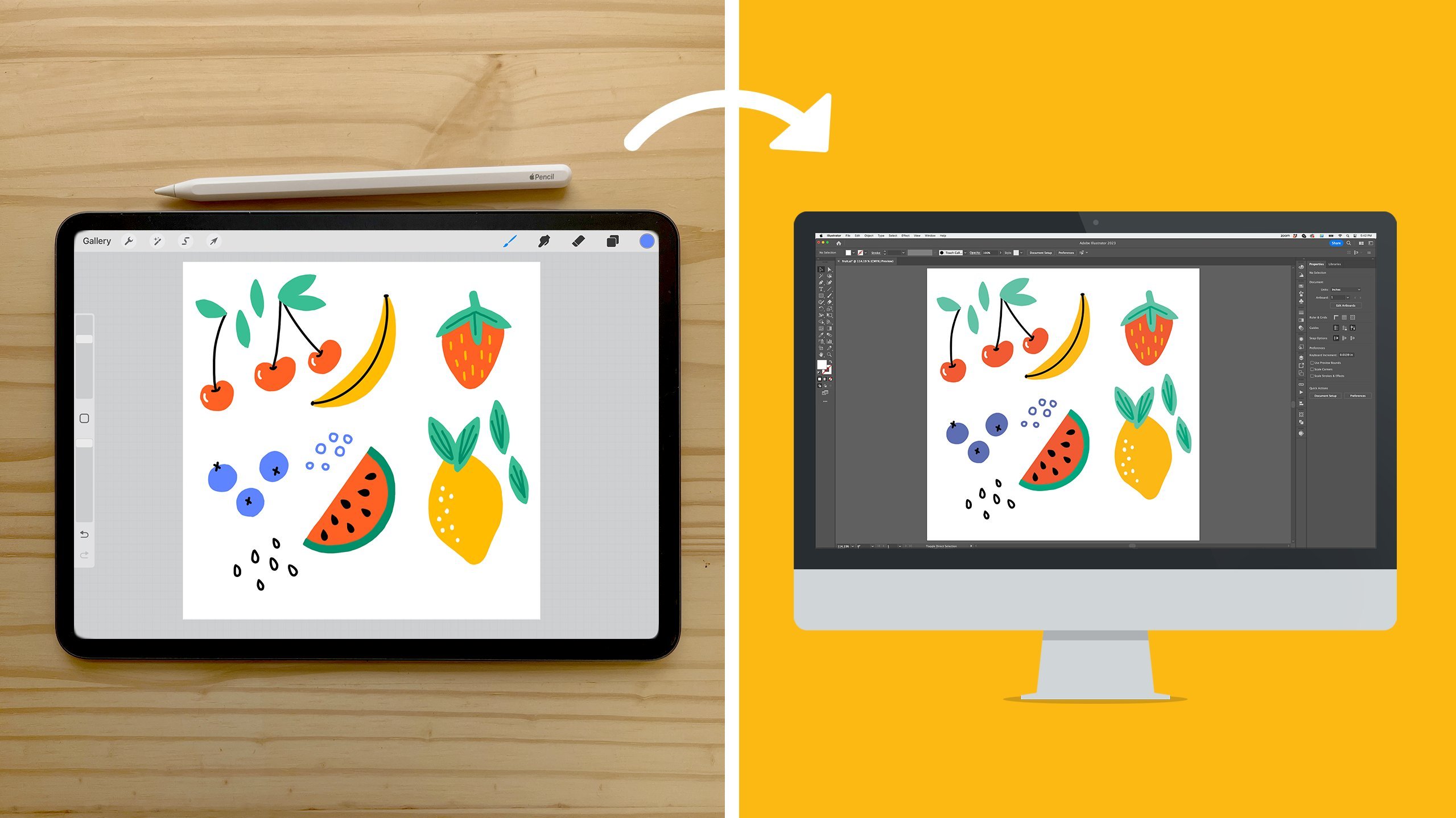 De Procreate a Adobe Illustrator: un flujo de trabajo de diseño de patrones de superficie