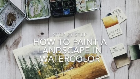 Eine Landschaft mit Aquarellfarben malen