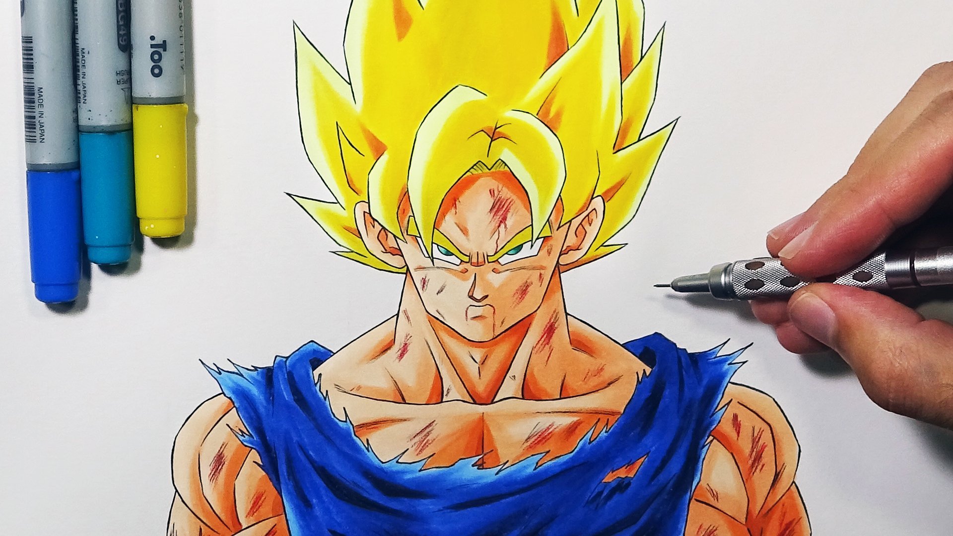 goku super saiyan drawing step by step