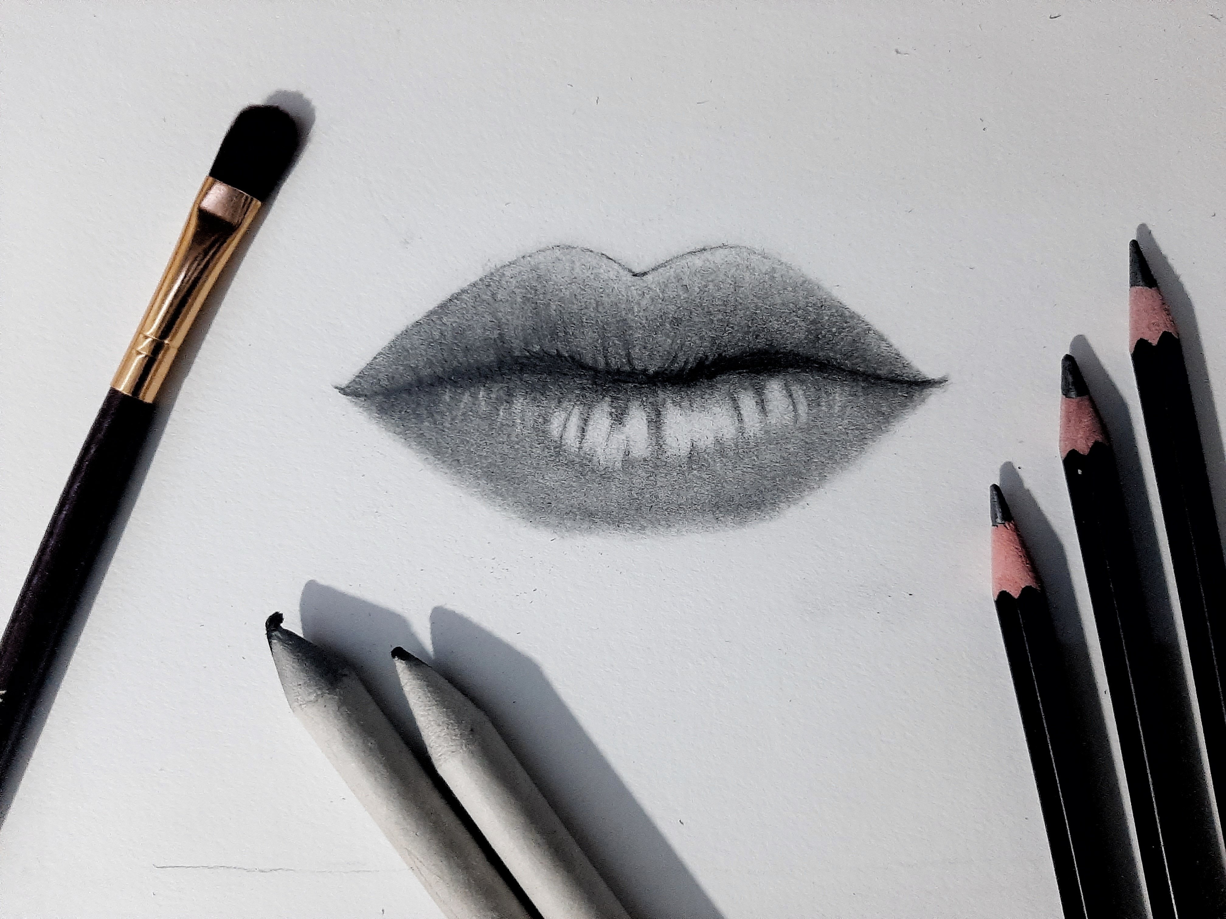 how to draw mouth step by step with pencil