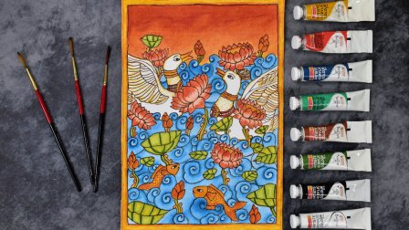 Indian Mural Designs Outline