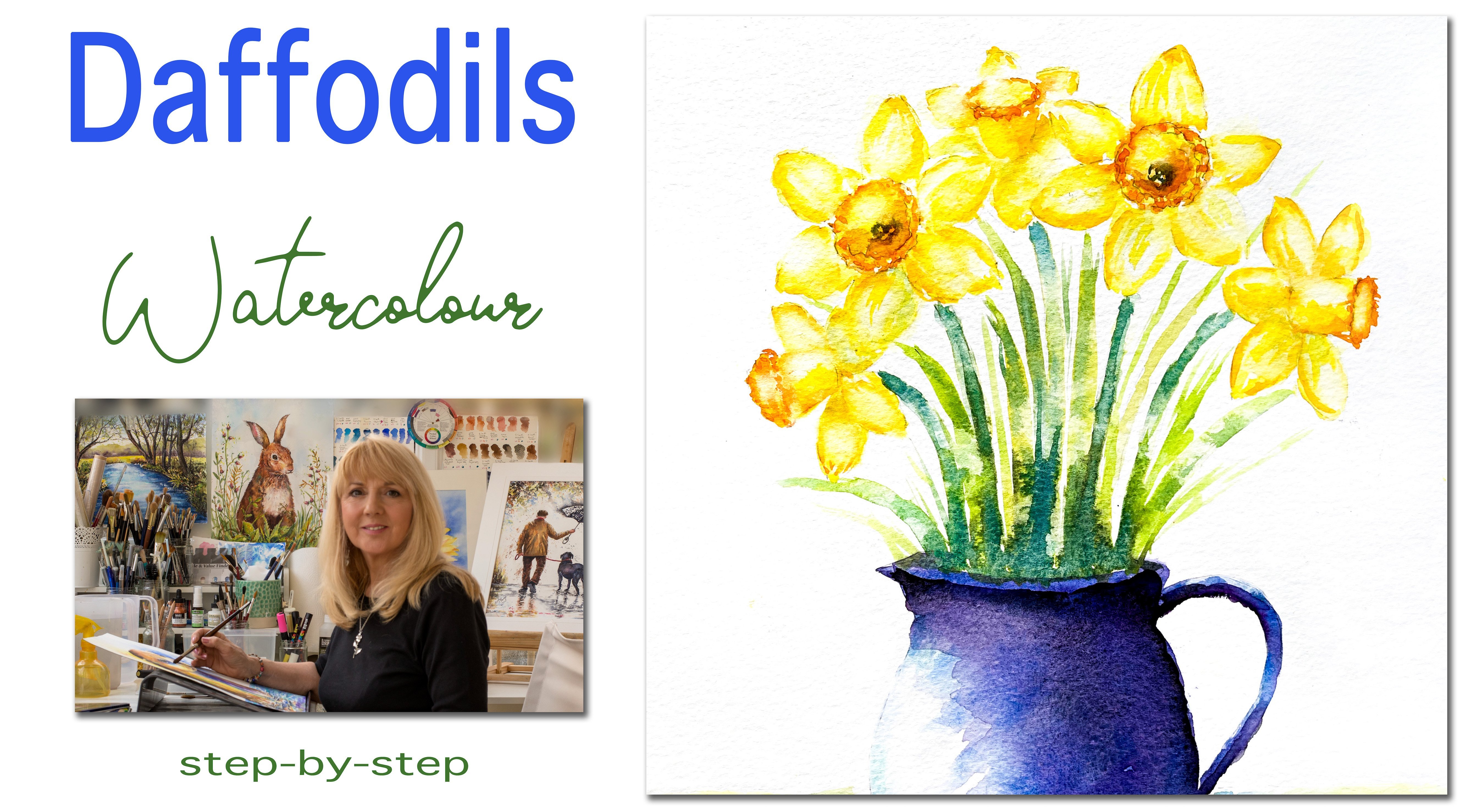 DAFFODILS Watercolour Masterclass with Carrie McKenzie. Flower Painting ...