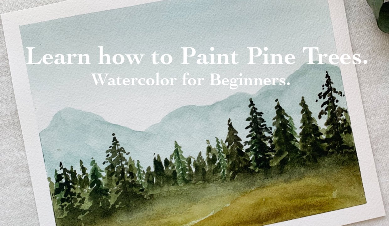 Learn how to Paint Pine Trees! (Watercolor for beginners) | Emily D ...