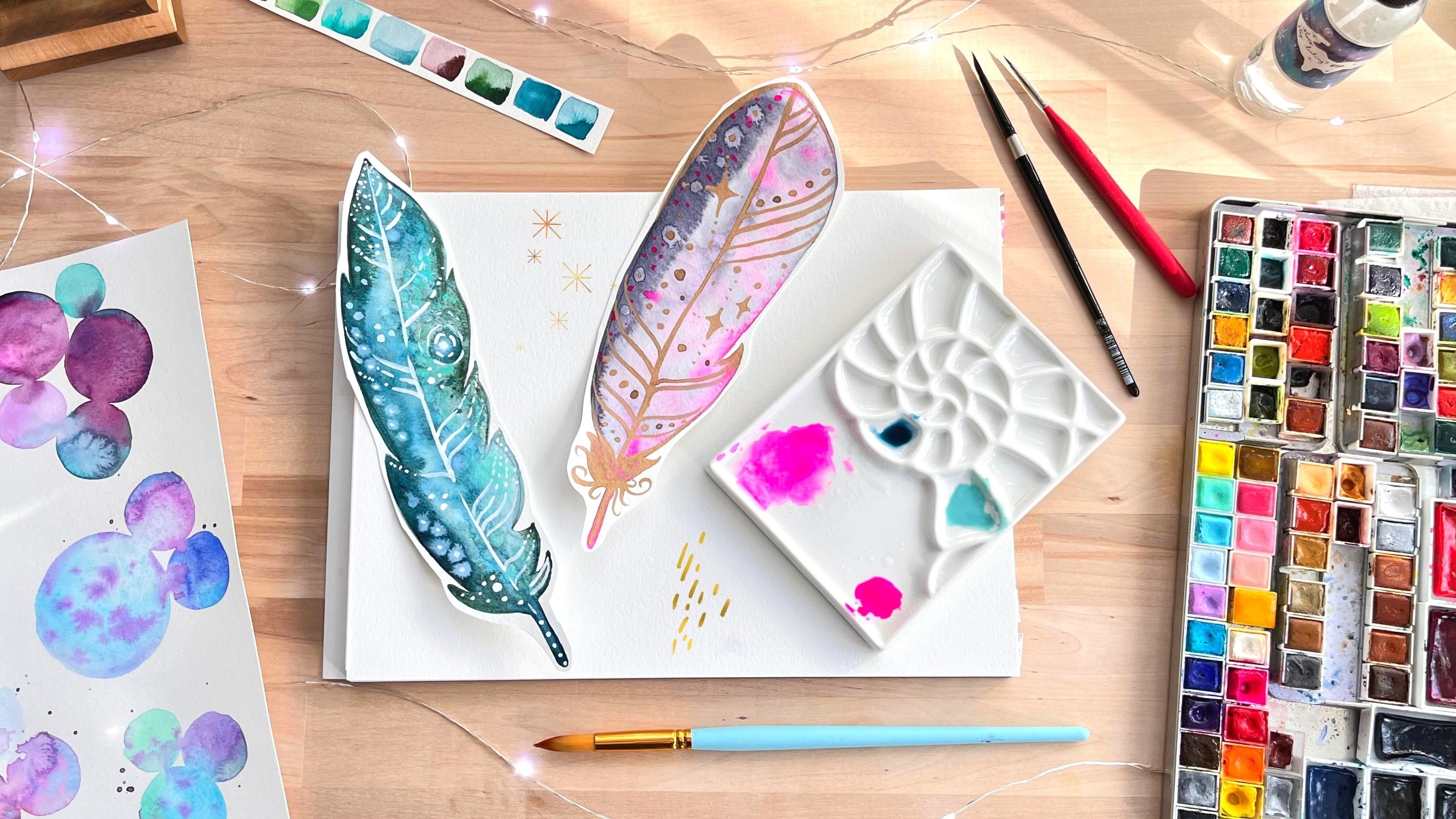 Playful Watercolor For Beginners - Paint A Magical Feather Bookmark With  The Wet-on-Wet Technique, Melanie Bess