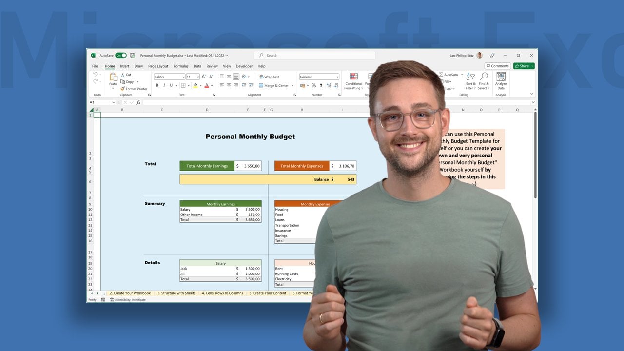 Formation de base dans Excel : créer votre budget mensuel personnel, Jan-Philipp Rötz