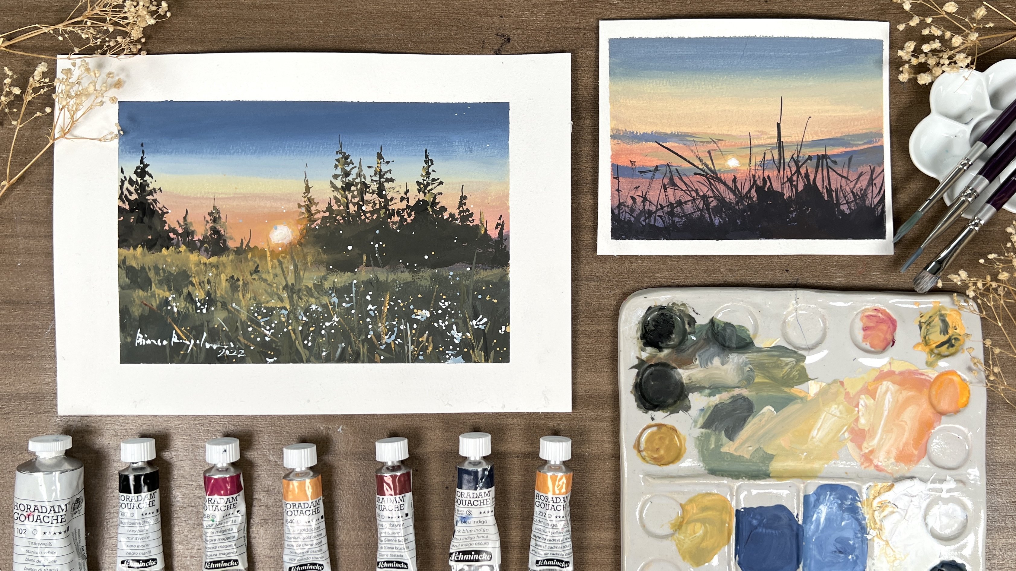 Watercolor Landscapes in Sketchbook, Bianca Rayala