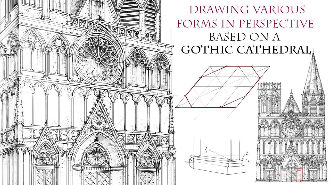 gothic church drawing