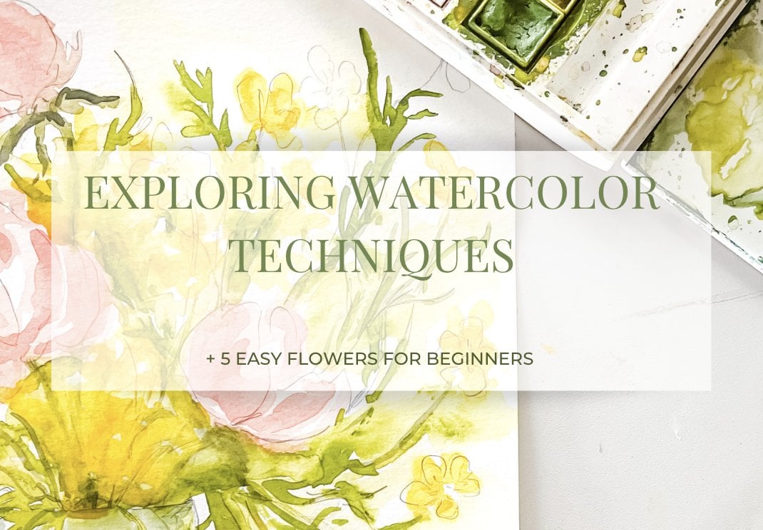 Exploring Watercolor Techniques (+5 Easy Flowers for Beginners) | Isa ...